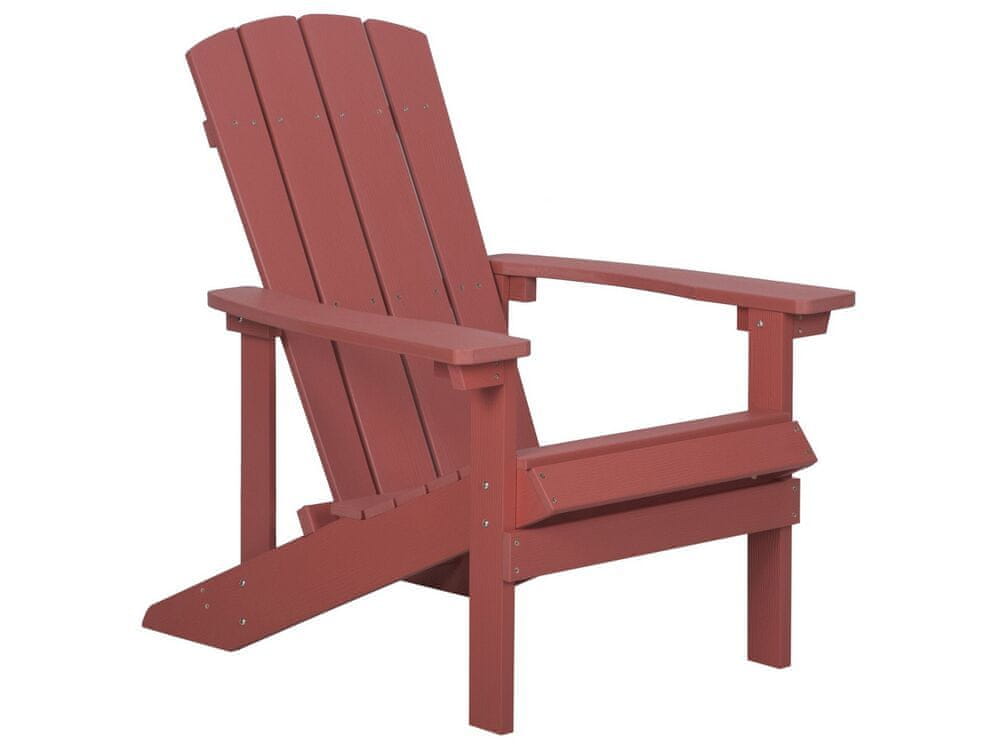 Beliani Záhradná stolička v červenej farbe ADIRONDACK